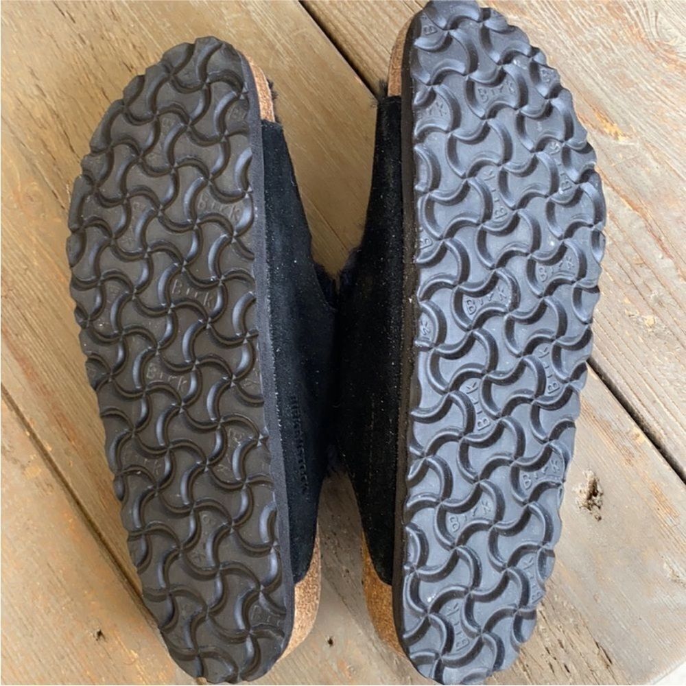 Birkenstock Arizona Big Buckle Shearling Sandals Black NWOB EU 39 - Picture 6 of 9
